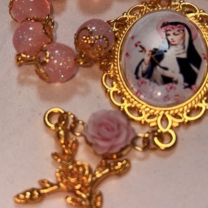 Szent Rita egytizedes, csillogó rózsaszín gyöngyökkel , Otthon & Életmód, Vallás, Lánc & Füzér, , MESKA