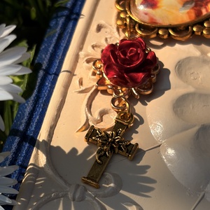 Jézus Szentséges Szíve, sárga achát ásvánnyal - otthon & életmód - vallás - lánc & füzér - Meska.hu