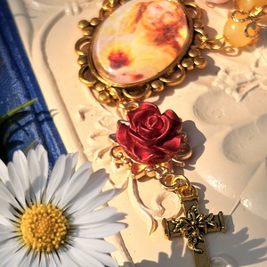 Jézus Szentséges Szíve, sárga achát ásvánnyal - otthon & életmód - vallás - lánc & füzér - Meska.hu