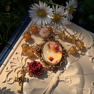 Jézus Szentséges Szíve, sárga achát ásvánnyal - otthon & életmód - vallás - lánc & füzér - Meska.hu