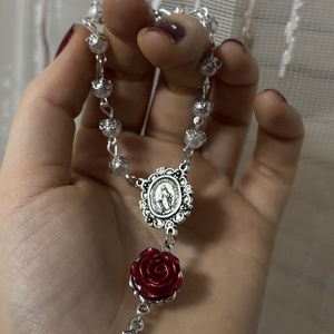 Szűz Mária egytizedes fehér rózsafüzér  - Meska.hu