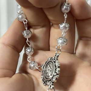 Szűz Mária egytizedes fehér rózsafüzér  - otthon & életmód - vallás - lánc & füzér - Meska.hu