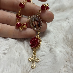 Jézus Szíve egytizedes, piros-arany - Meska.hu