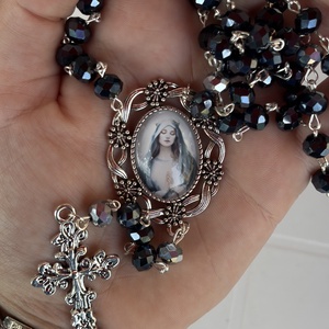 Éjfekete Szűz Mária Rózsafüzér - otthon & életmód - vallás - lánc & füzér - Meska.hu