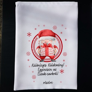 Mikulás zsák, névreszóló, télapós mintával  - karácsony - mikulás - mikulás zsák, zokni, csizma - Meska.hu