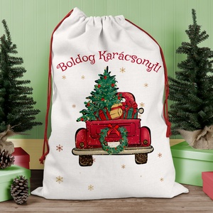 Karácsonyi ajándék zsák,  zsák, egyedi névreszóló mikulás zsák, Karácsony, Karácsonyi ajándékozás, Karácsonyi ajándékcsomagolás, Fotó, grafika, rajz, illusztráció, Decoupage, transzfer és szalvétatechnika, MESKA