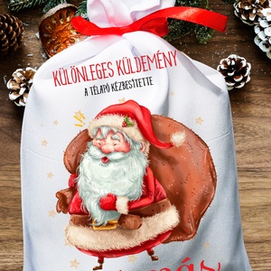 Mikulás zsák, névreszóló mikulás zsák, egyedi mikulás zsák - karácsony - mikulás - mikulás zsák, zokni, csizma - Meska.hu