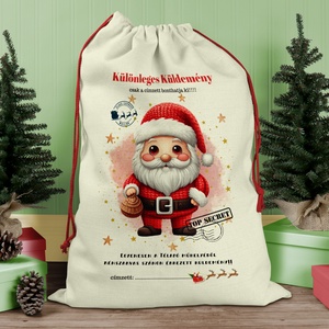 Karácsonyi ajándék zsák,  zsák, egyedi névreszóló mikulás zsák - karácsony - karácsonyi ajándékozás - karácsonyi ajándékcsomagolás - Meska.hu