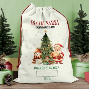 Mikulás zsák, Karácsonyi ajándék zsák,  zsák, egyedi névre szóló mikulás zsák, Karácsony, Karácsonyi ajándékozás, Karácsonyi ajándékcsomagolás, Fotó, grafika, rajz, illusztráció, Decoupage, transzfer és szalvétatechnika, MESKA