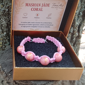 Mashan jáde coral Shamballa záróddással - Meska.hu