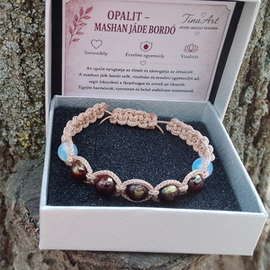 Opalit-mashan jáde bordó Shamballa záródással, Ékszer, Karkötő, Ásványkarkötő, Csomózás, Ékszerkészítés, Opalit-mashan jade bordó

Az opalit segit tisztán látni és megnyugtatja az elmét.
A mashan jáde bor..., MESKA