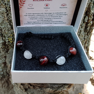 Vörös tigrisszem-rózsakvarc karkötő Shamballa zűródással - Meska.hu