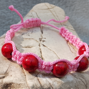  Rózsakert Shamballa karkötő � Romantikus pink és vörös színekben, állítható méretben - Meska.hu