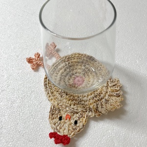 Horgolt csirke poháralátét - otthon & életmód - konyhafelszerelés, tálalás - tálalás - tányér- és poháralátét - Meska.hu