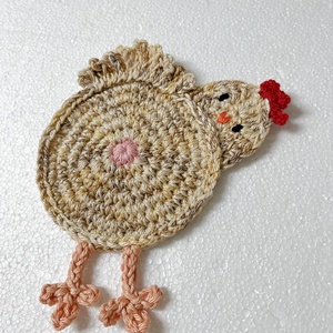 Horgolt csirke poháralátét - otthon & életmód - konyhafelszerelés, tálalás - tálalás - tányér- és poháralátét - Meska.hu