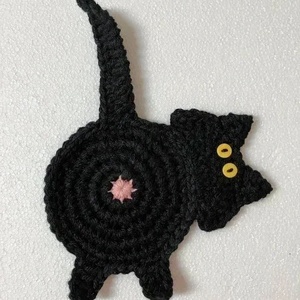 Horgolt cica poháralátét - otthon & életmód - konyhafelszerelés, tálalás - tálalás - tányér- és poháralátét - Meska.hu