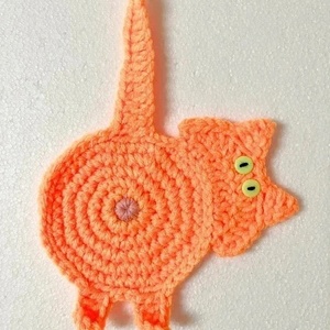 Horgolt cica poháralátét, Otthon & Életmód, Konyhafelszerelés, tálalás, Tálalás, Tányér- és poháralátét, , MESKA