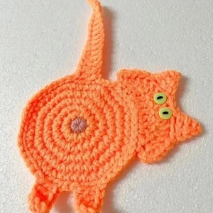 Horgolt cica poháralátét - otthon & életmód - konyhafelszerelés, tálalás - tálalás - tányér- és poháralátét - Meska.hu