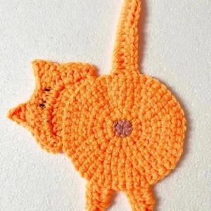 Horgolt cica poháralátét - otthon & életmód - konyhafelszerelés, tálalás - tálalás - tányér- és poháralátét - Meska.hu