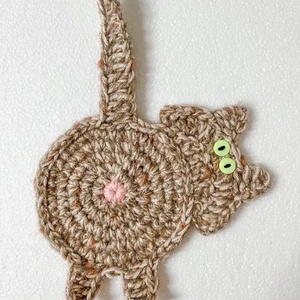 Horgolt cica poháralátét - Meska.hu