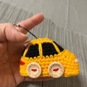 Horgolt autó kulcstartó, sárga, Táska & Tok, Kulcstartó & Táskadísz, Kulcstartó, Horgolás, MESKA