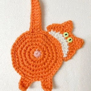 Horgolt cica poháralátét, Otthon & Életmód, Konyhafelszerelés, tálalás, Tálalás, Tányér- és poháralátét, , MESKA