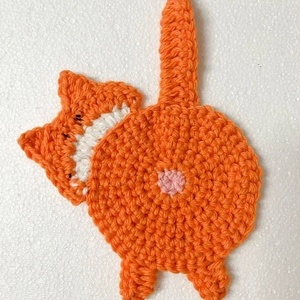 Horgolt cica poháralátét - otthon & életmód - konyhafelszerelés, tálalás - tálalás - tányér- és poháralátét - Meska.hu