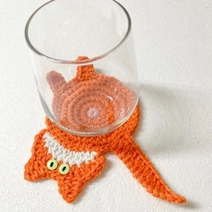 Horgolt cica poháralátét - otthon & életmód - konyhafelszerelés, tálalás - tálalás - tányér- és poháralátét - Meska.hu