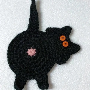 Horgolt cica poháralátét - otthon & életmód - konyhafelszerelés, tálalás - tálalás - tányér- és poháralátét - Meska.hu