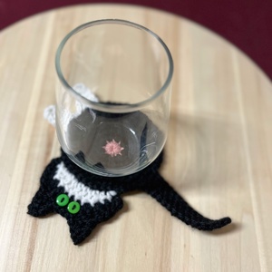 Horgolt cica poháralátét - otthon & életmód - konyhafelszerelés, tálalás - tálalás - tányér- és poháralátét - Meska.hu