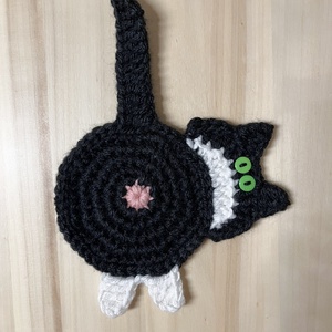 Horgolt cica poháralátét - otthon & életmód - konyhafelszerelés, tálalás - tálalás - tányér- és poháralátét - Meska.hu