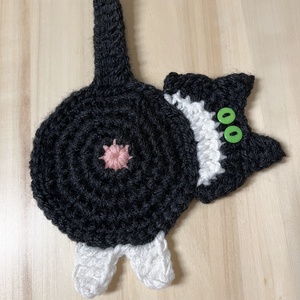 Horgolt cica poháralátét - Meska.hu