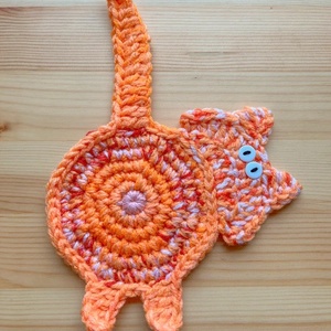 Horgolt cica poháralátét, egyedi darab., Otthon & Életmód, Konyhafelszerelés, tálalás, Tálalás, Tányér- és poháralátét, Horgolás, MESKA