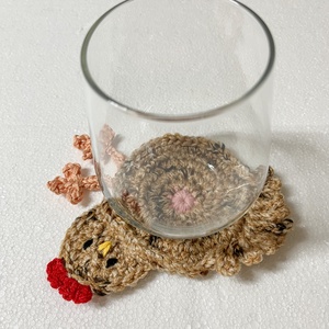 Horgolt csirke poháralátét - otthon & életmód - konyhafelszerelés, tálalás - tálalás - tányér- és poháralátét - Meska.hu