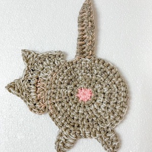 Horgolt cica poháralátét, egyedi darab. - otthon & életmód - konyhafelszerelés, tálalás - tálalás - tányér- és poháralátét - Meska.hu