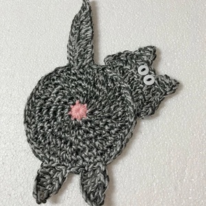 Horgolt cica poháralátét - otthon & életmód - konyhafelszerelés, tálalás - tálalás - tányér- és poháralátét - Meska.hu