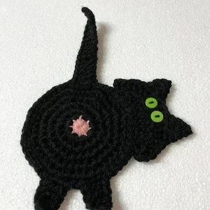 Horgolt cica poháralátét - otthon & életmód - konyhafelszerelés, tálalás - tálalás - tányér- és poháralátét - Meska.hu