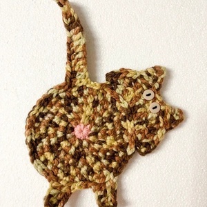 Horgolt cica poháralátét, Otthon & Életmód, Konyhafelszerelés, tálalás, Tálalás, Tányér- és poháralátét, Horgolás, MESKA