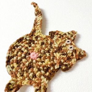 Horgolt cica poháralátét - otthon & életmód - konyhafelszerelés, tálalás - tálalás - tányér- és poháralátét - Meska.hu