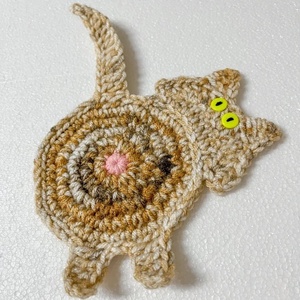 Horgolt cica poháralátét, egyedi darab. - otthon & életmód - konyhafelszerelés, tálalás - tálalás - tányér- és poháralátét - Meska.hu