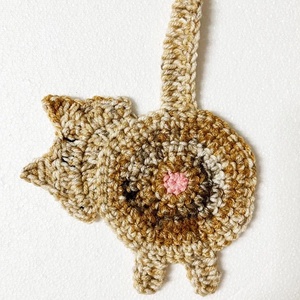 Horgolt cica poháralátét, egyedi darab. - otthon & életmód - konyhafelszerelés, tálalás - tálalás - tányér- és poháralátét - Meska.hu