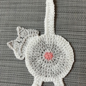 Horgolt cica poháralátét, egyedi darab. - otthon & életmód - konyhafelszerelés, tálalás - tálalás - tányér- és poháralátét - Meska.hu