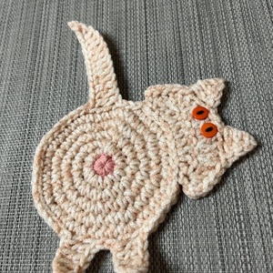 Horgolt cica poháralátét. - otthon & életmód - konyhafelszerelés, tálalás - tálalás - tányér- és poháralátét - Meska.hu