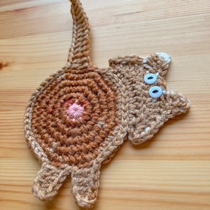 Horgolt cica poháralátét, egyedi darab. - otthon & életmód - konyhafelszerelés, tálalás - tálalás - tányér- és poháralátét - Meska.hu