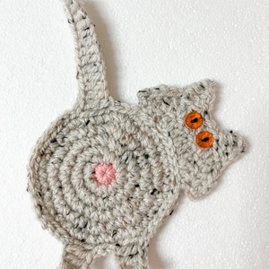 Horgolt cica poháralátét., Otthon & Életmód, Konyhafelszerelés, tálalás, Tálalás, Tányér- és poháralátét, Horgolás, MESKA