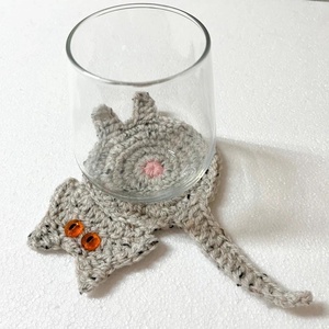 Horgolt cica poháralátét. - otthon & életmód - konyhafelszerelés, tálalás - tálalás - tányér- és poháralátét - Meska.hu