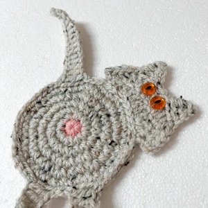 Horgolt cica poháralátét. - otthon & életmód - konyhafelszerelés, tálalás - tálalás - tányér- és poháralátét - Meska.hu