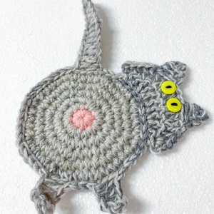 Horgolt cica poháralátét. - otthon & életmód - konyhafelszerelés, tálalás - tálalás - tányér- és poháralátét - Meska.hu