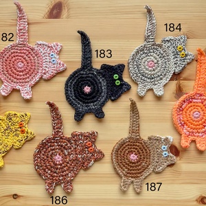 Horgolt cica poháralátét., Otthon & Életmód, Konyhafelszerelés, tálalás, Tálalás, Tányér- és poháralátét, Horgolás, MESKA