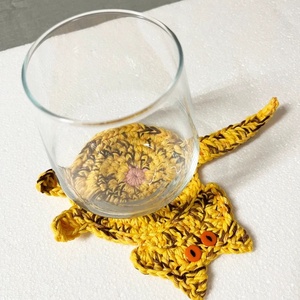 Horgolt cica poháralátét. - otthon & életmód - konyhafelszerelés, tálalás - tálalás - tányér- és poháralátét - Meska.hu